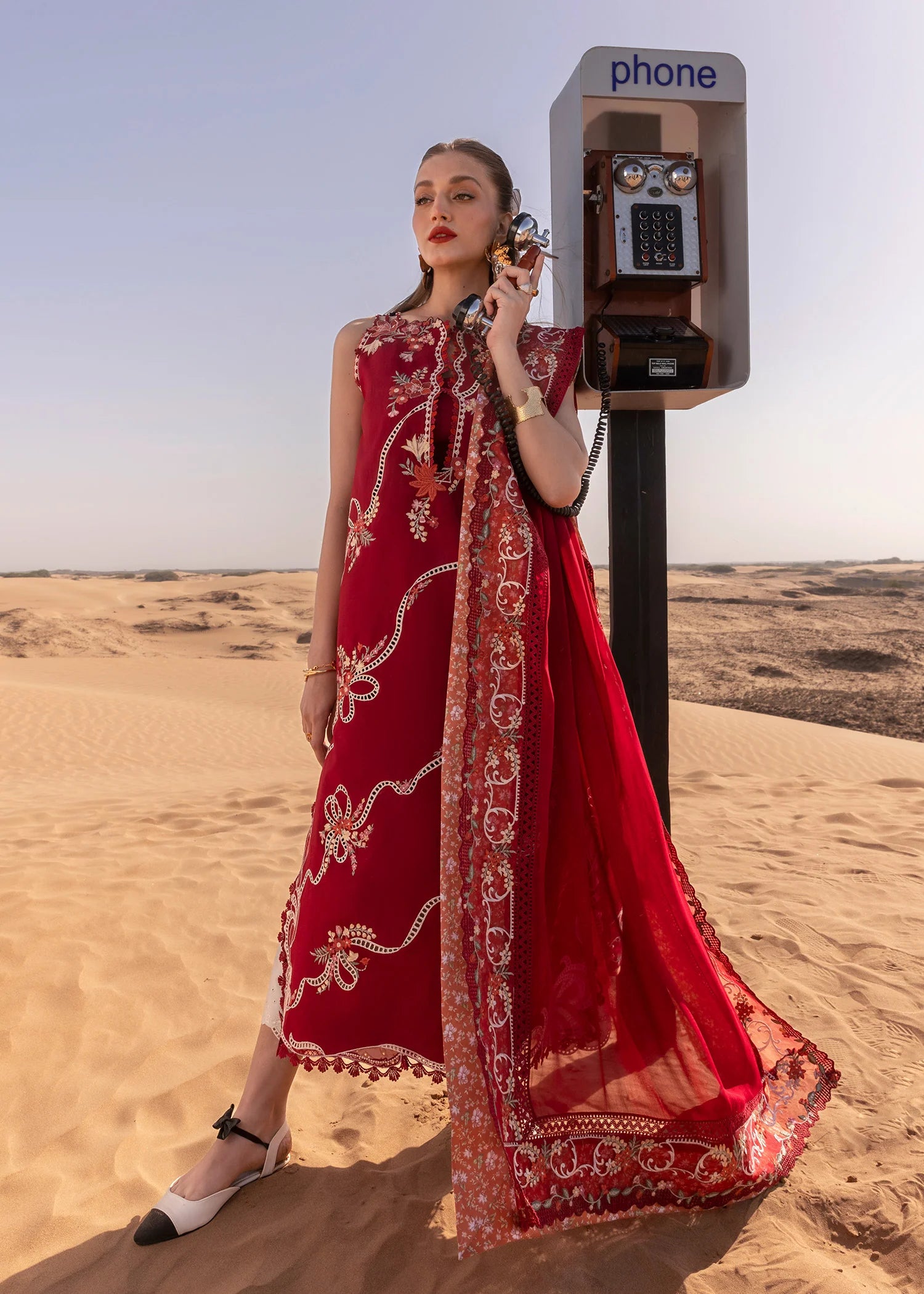 Crimson - Unstitched Flow Lawn Collection - Twirls And Ties - D8 B