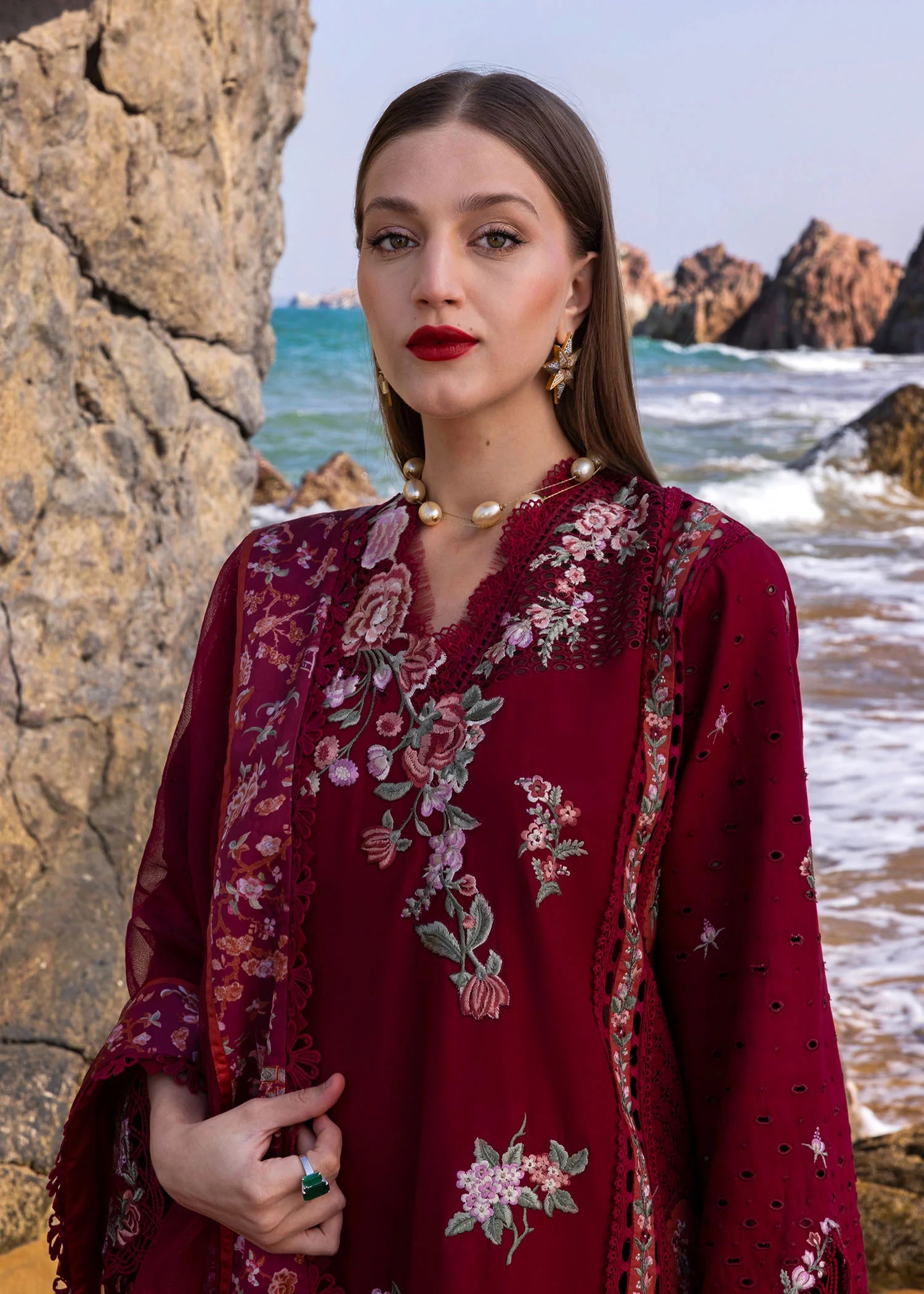Crimson - Unstitched Flow Lawn Collection - Parsi Threads - D5 B