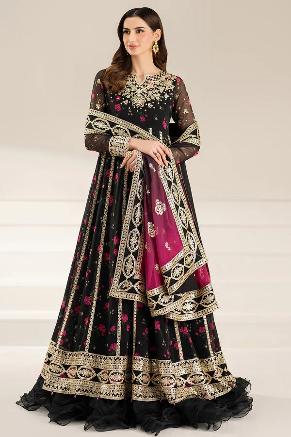 Farasha - 3pc Unstitched Suit - Fuchsia Night
