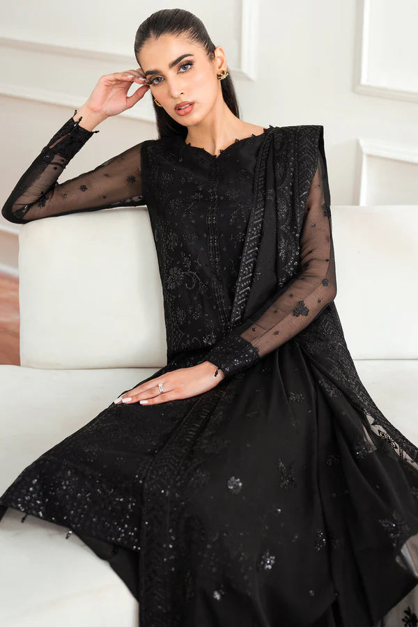 Farasha - 3pc Unstitched Suit - Dark Whisper