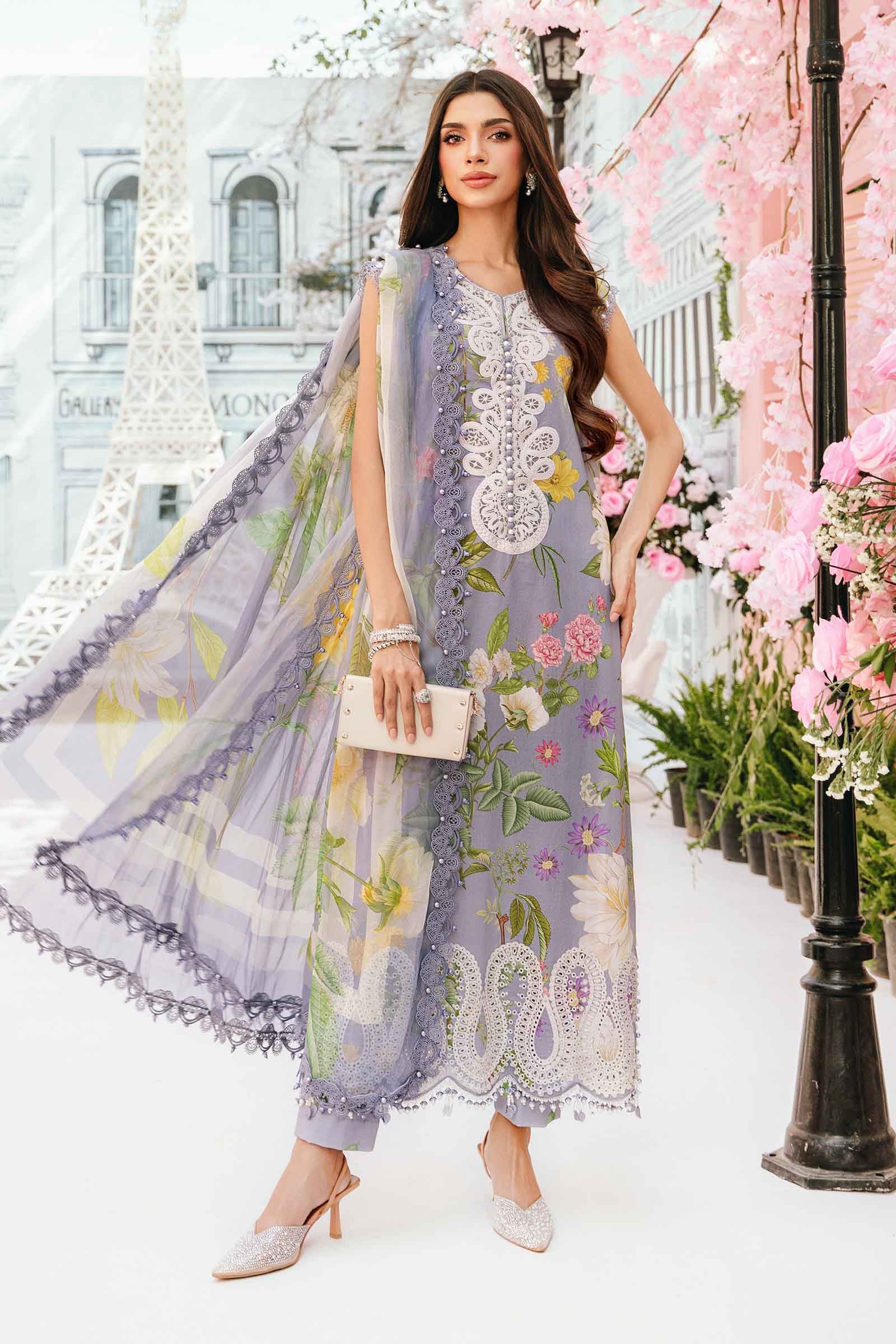 Maria.B - 3 Piece Unstitched Embroidered Lawn Suit - MPT-2604-A