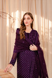 FARASHA - RITZIER '23 - UNSTITCHED EMBROIDERED SUIT - Purple Dazzle