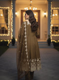 Shahnoor  - 3pc Stitched Luxury Formals - Brown Gold Hazelnut
