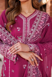 FARASHA - KAAVISH FESTIVE LAWN SS'24- 3PC ROSY SOMBER