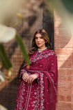 FARASHA - KAAVISH FESTIVE LAWN SS'24- 3PC TEAL GARNET GLAM