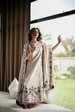 Zaib - IVORY LUXURY EMBROIDERED KARANDI SET (NEL-25626)
