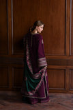 Zaib - DEEP PLUM LUXURY EMBROIDERED KARANDI SET (NEL-25627)