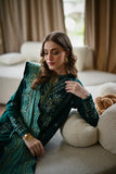 Zaib - EMERALD GREEN LUXURY EMBROIDERED KARANDI SET (NEL-25623)