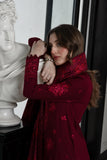 Zaib - MAROON LUXURY EMBROIDERED KARANDI SET (NEL-25622)