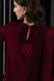 Zaib - MAROON LUXURY EMBROIDERED KARANDI SET (NEL-25622)