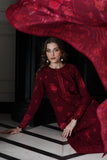 Zaib - MAROON LUXURY EMBROIDERED KARANDI SET (NEL-25622)