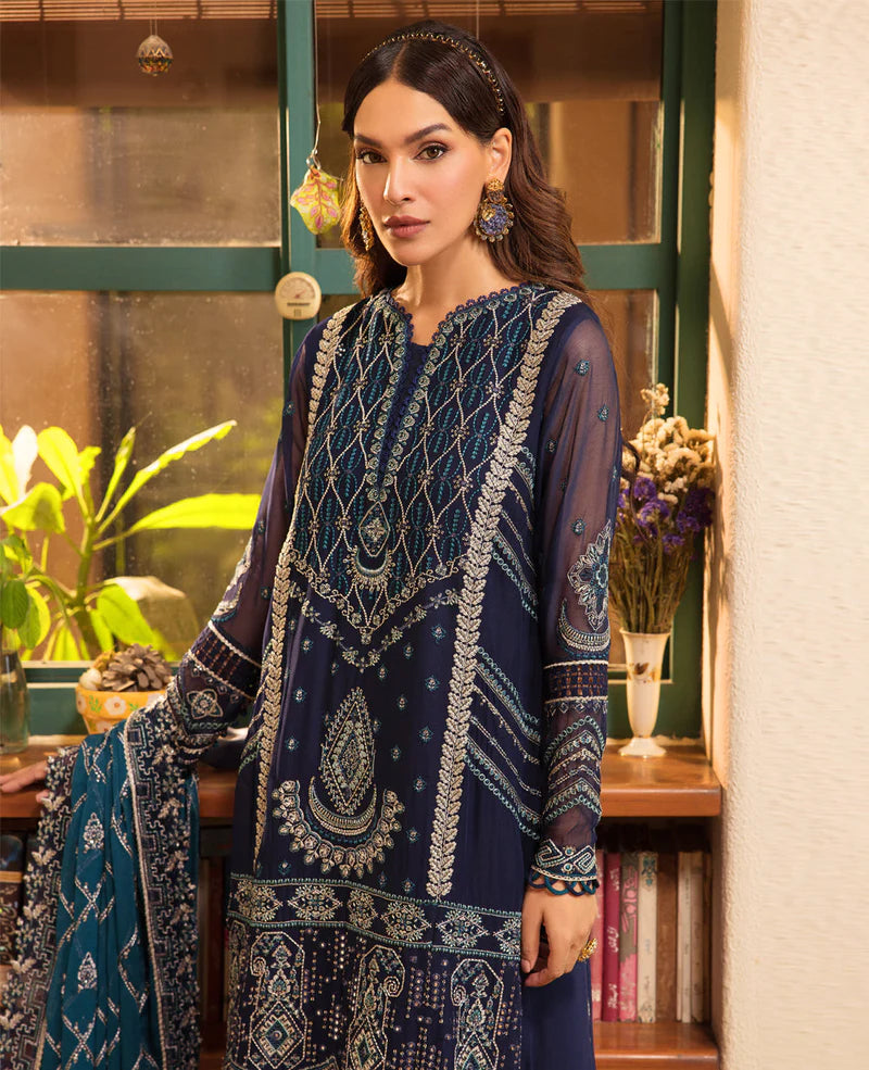XENIA FORMALS - 3 PC UNSTITCHED EMBROIDERED SUIT - CELESTE